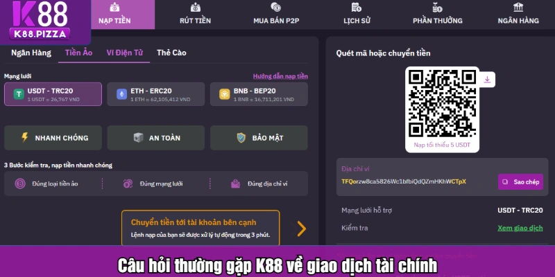 Câu hỏi thường gặp K88 về giao dịch tài chính