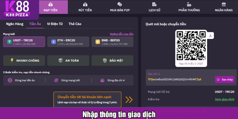 Nhập thông tin giao dịch