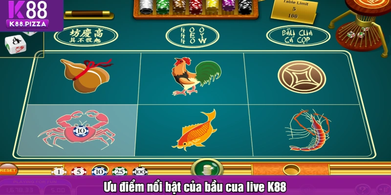 Ưu điểm nổi bật của bầu cua live K88