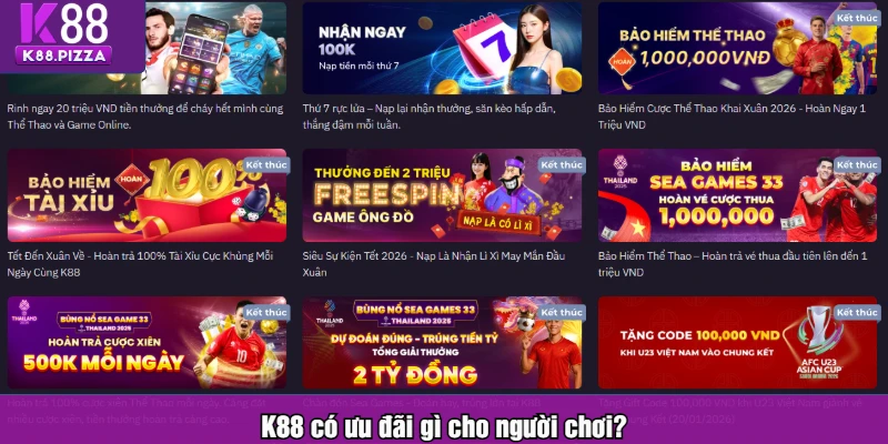 K88 có ưu đãi gì cho người chơi?